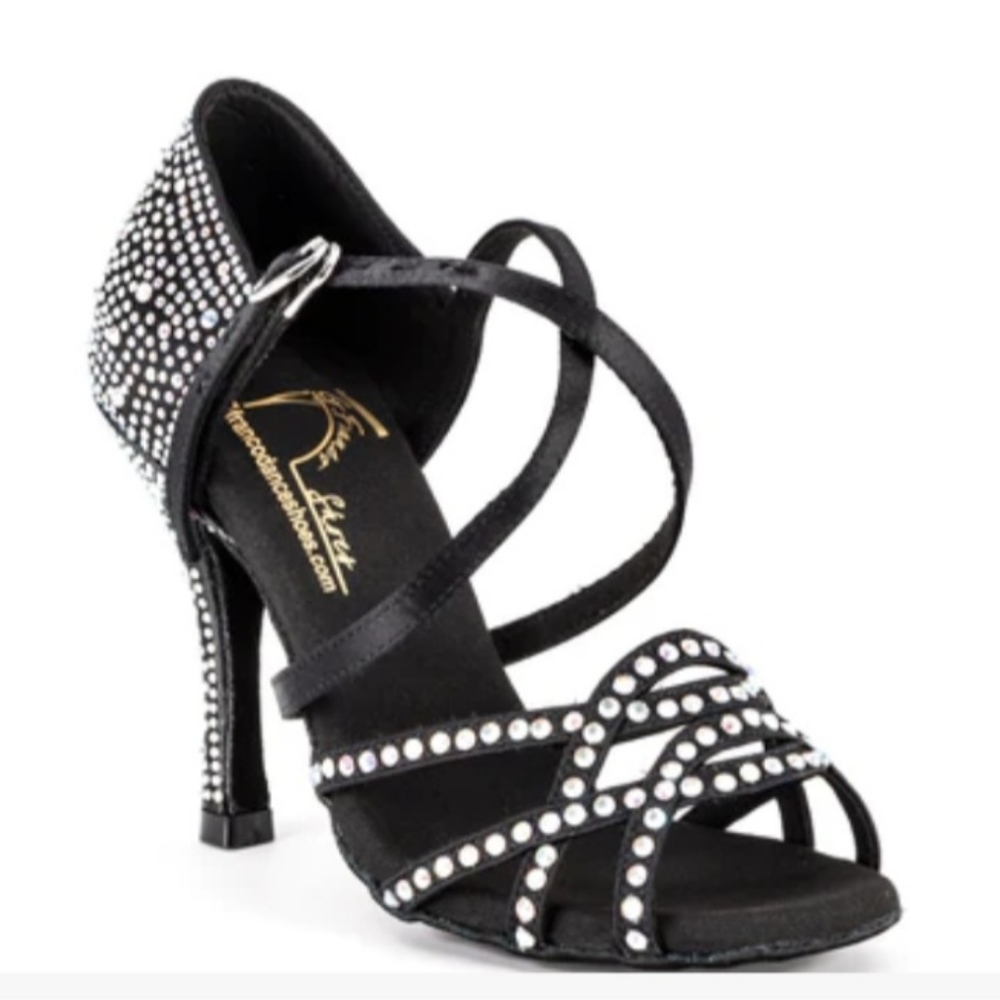 New Black Rhinestone Latin Ballroom Shoes Heels